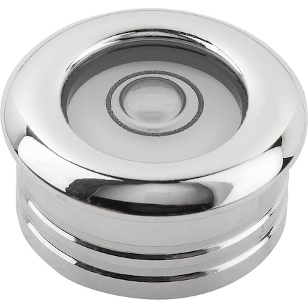 Kipp Round Spirit Level W Crimped Edge Holder D1=18 H=10 Brass, Irradiated, D=20, E30 Degree Sensitivity 30 Degree K1152.181030